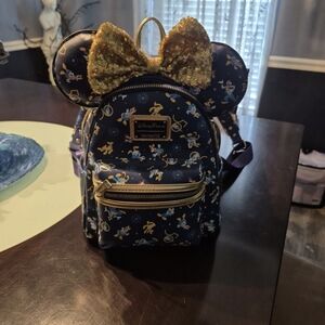 Disney Parks Loungefly 50th Anniversary Backpack & Ears Pluto Donald Mickey